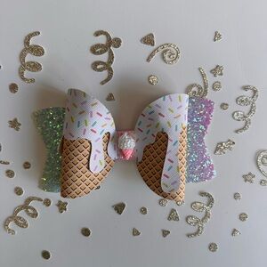 Faux Leather and Glitter Ice Cream Hair Bow